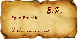 Eger Patrik névjegykártya